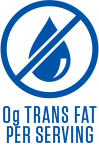 Zero grams of trans fat per serving.