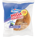 Single serving oack of Hostess Blueberry Mega Muffin.