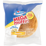 Single serving package of a Hostess Banana Mega Muffin.