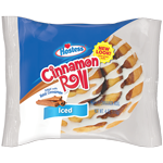 Single serving package of an Iced Hostess Cinnamon Roll.